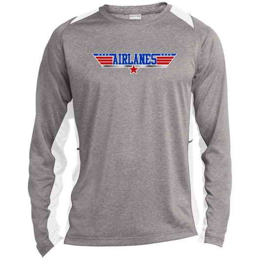 Airlanes Long Sleeve Heather Colorblock Performance Tee