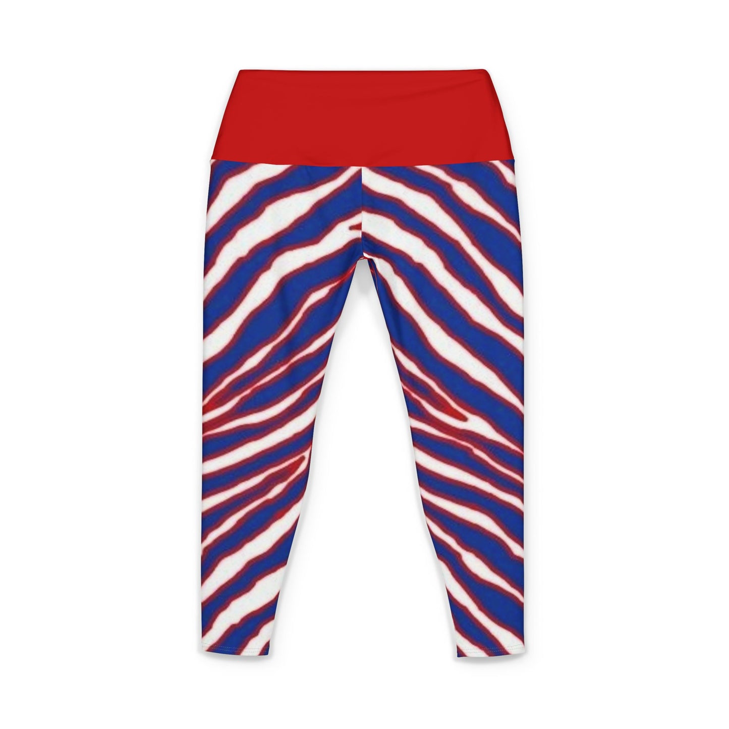 Red & Blue Zebra Print Yoga Pants — Women's High-Waist Active Leggings