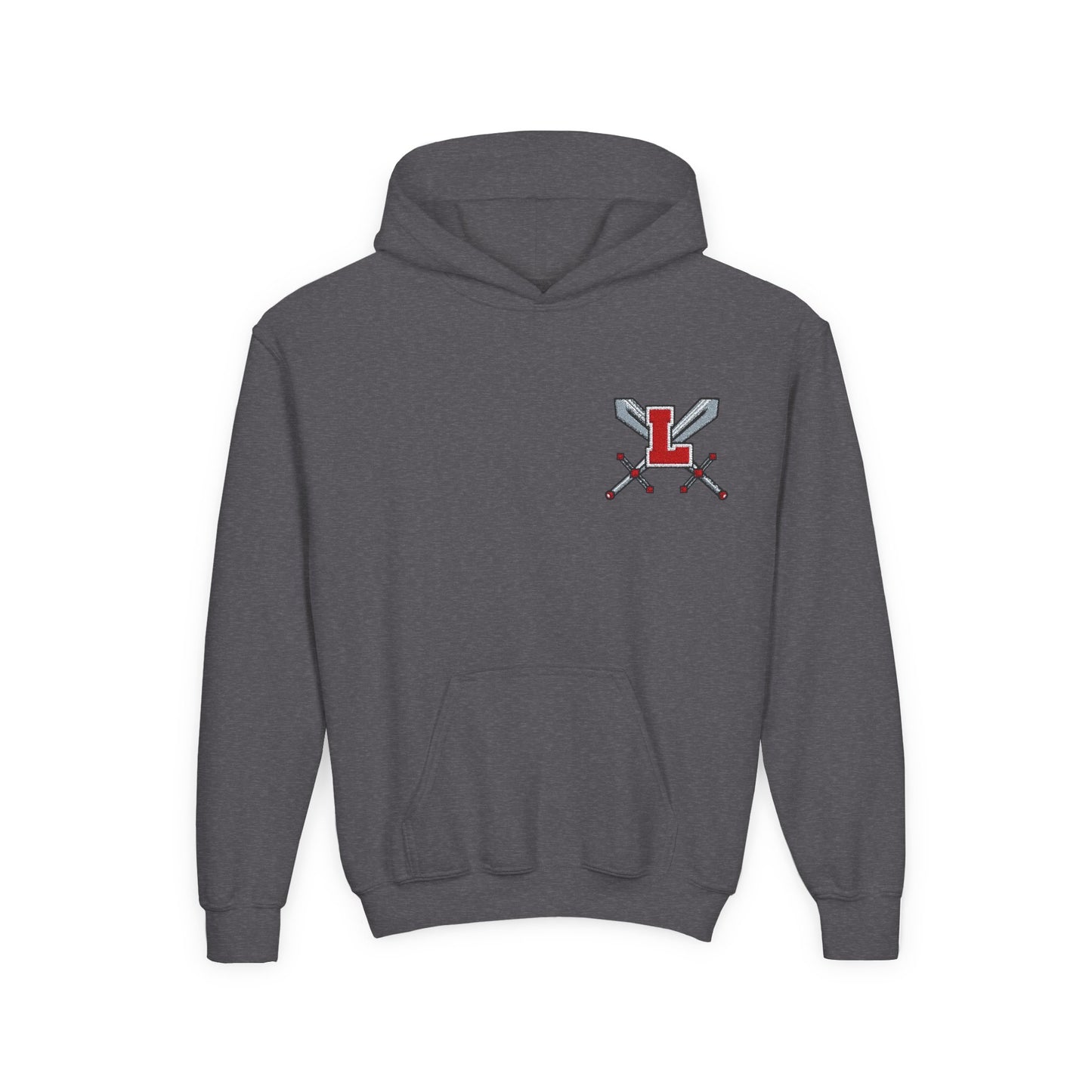 Embroidered Youth Hooded Sweatshirt Legends Crossed Swords Design