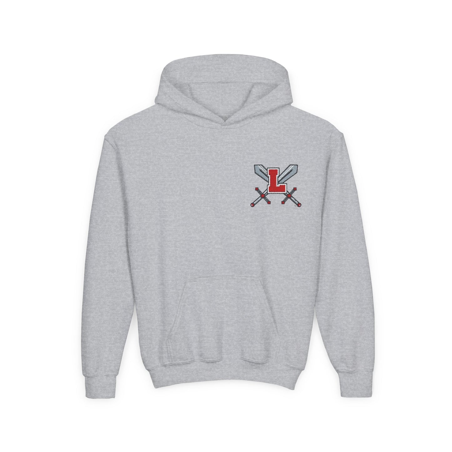 Embroidered Youth Hooded Sweatshirt Legends Crossed Swords Design