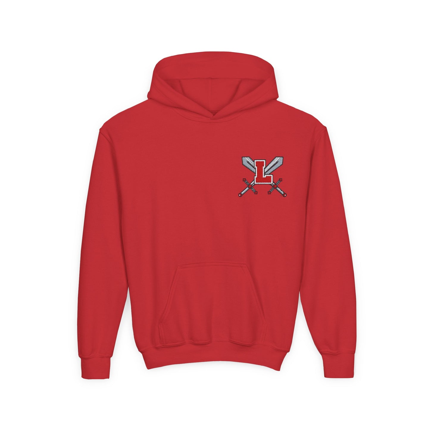 Embroidered Youth Hooded Sweatshirt Legends Crossed Swords Design