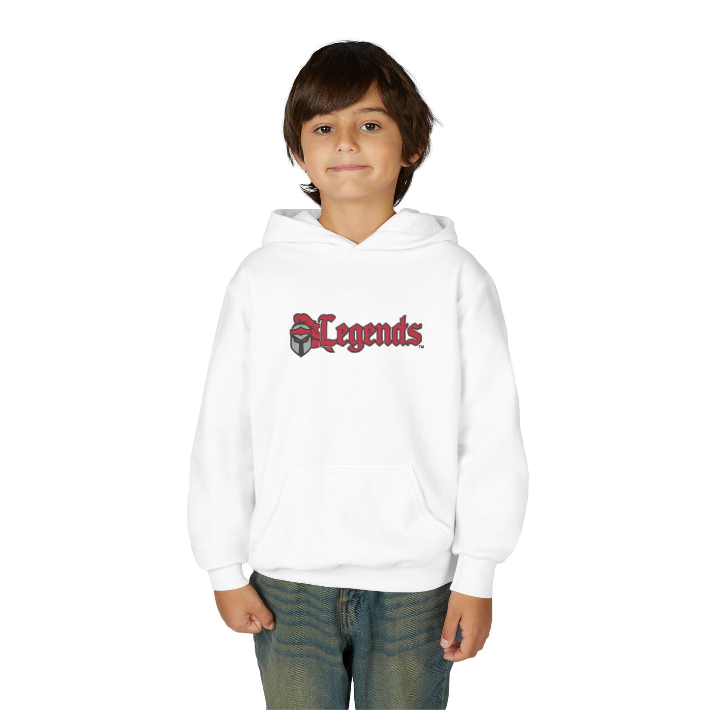 Embroidered Youth Hooded Sweatshirt Legends Crossed Swords Design