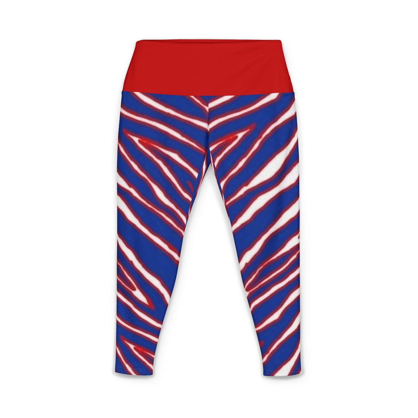 Red & Blue Zebra Print Yoga Pants — Women's High-Waist Active Leggings