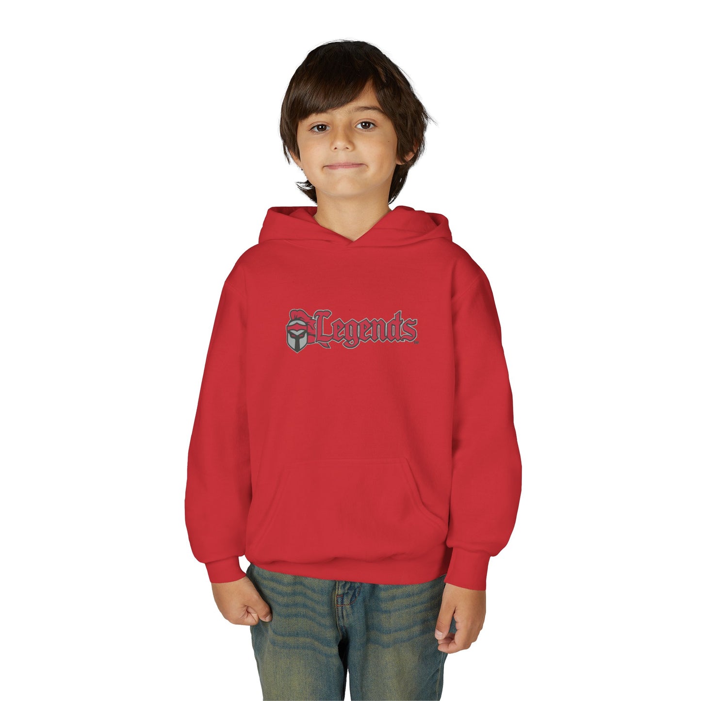 Embroidered Youth Hooded Sweatshirt Legends Crossed Swords Design